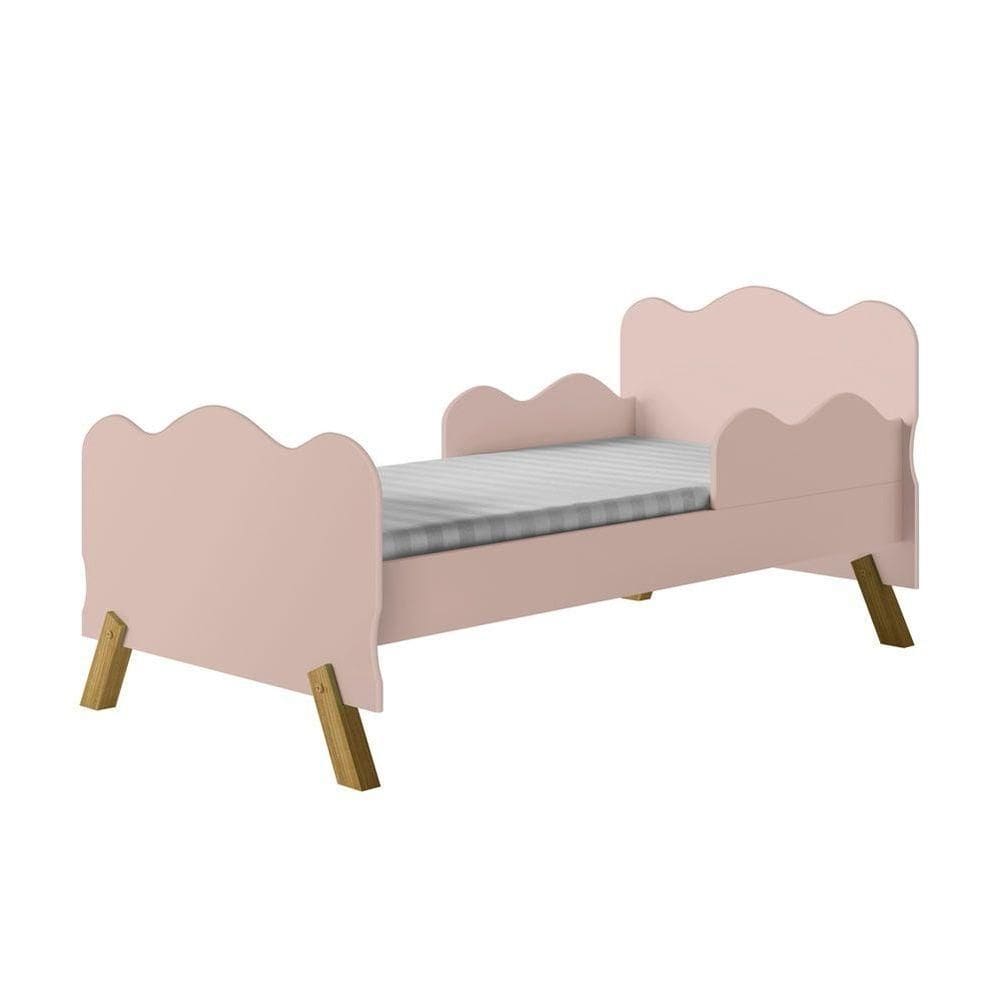 Mini Cama Nuvem Rosa Com Proteção Lateral