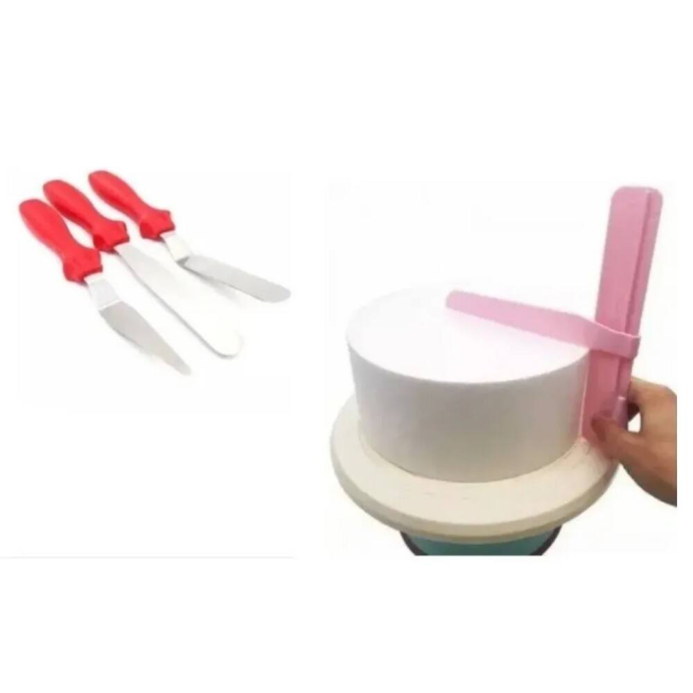 3 Espátulas Para Bolo + Espátula Alisador Ajustável.