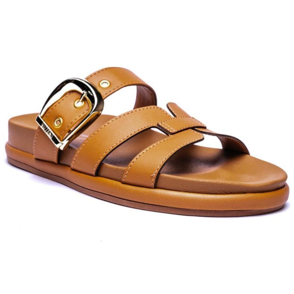 Rasteira Vizzano Flatform Fivela Feminina-Caramelo