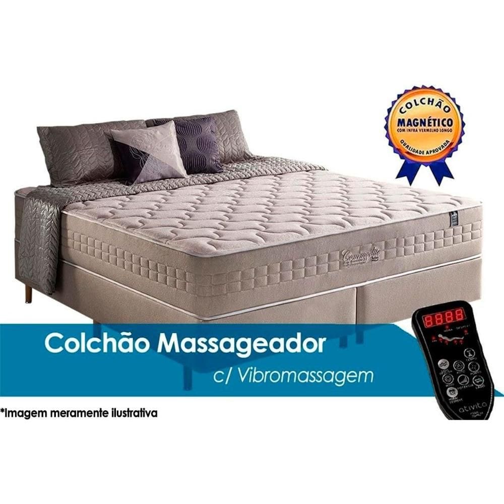Colchão King Molas MasterPocket Ensacadas Magnético c/ Vibro Massagem c/ Commodite (193x203x34) - Anjos