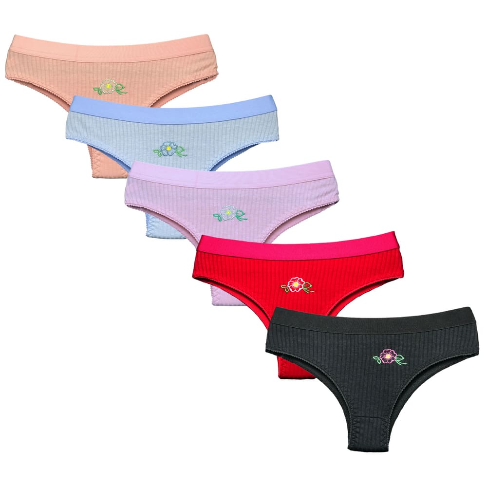 Kit 5 Calcinha Feminina Conforto Microfibra Canelada Moda Íntima Lingerie confortável dia a dia.