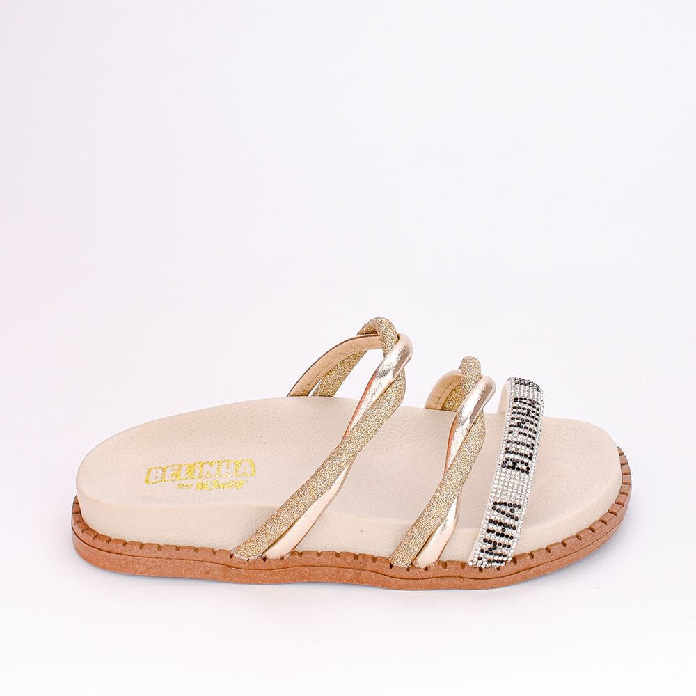 Sandália Papete Birken Infantil Fashion Belinha Ouro