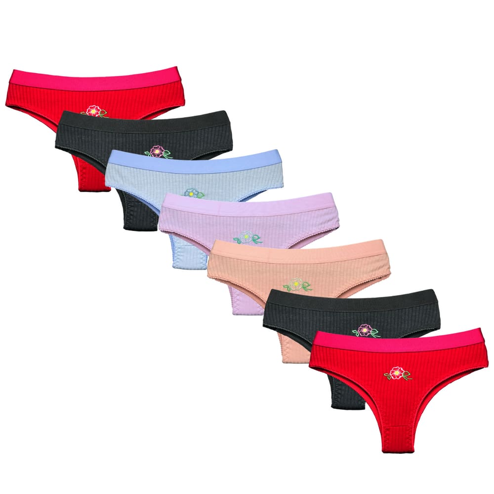 Kit 7 Calcinhas Tanga Microfibra Canelada Lingerie Feminina Confortável para o seu dia a dia Não Marca