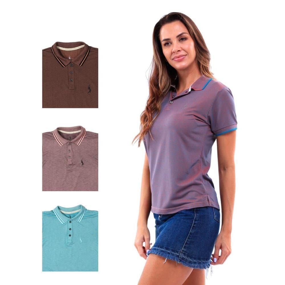 Camisa Polo Feminina Manga Curta Piquet Dia a Dia Kit 4