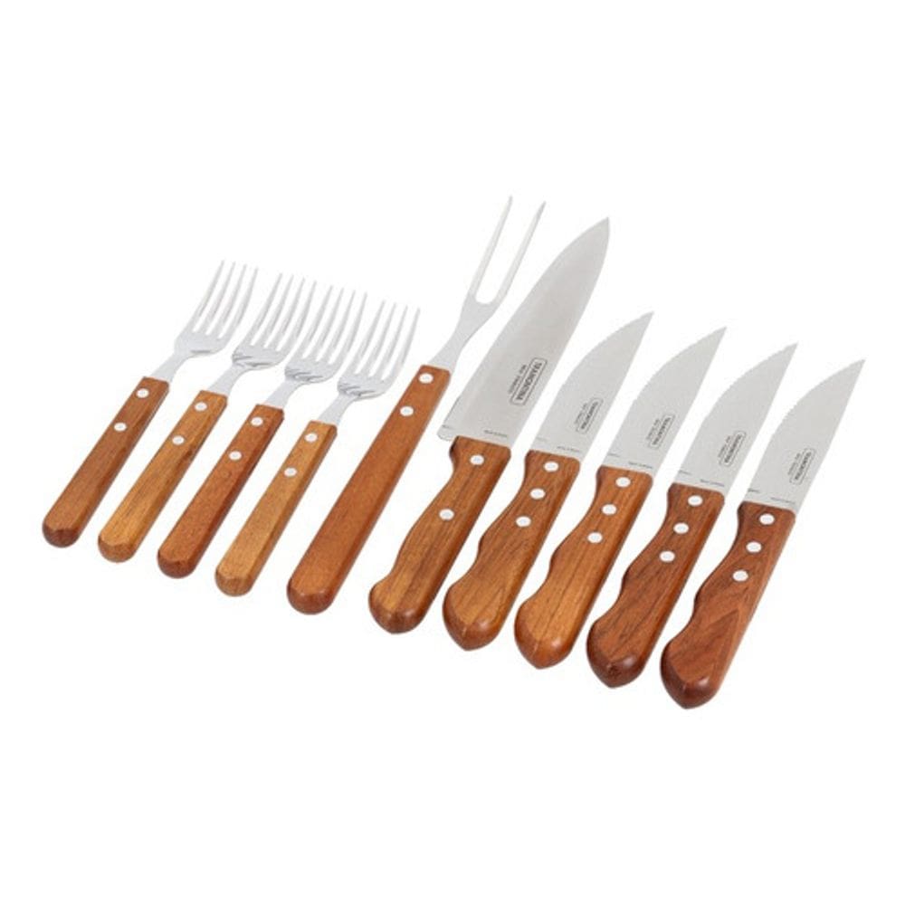 Conjunto De Talheres Madeira E Aço Inox 10 Peças Tramontina