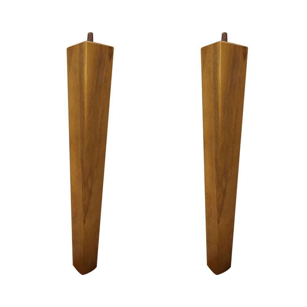Kit 2 Pés Palito Quadrado Madeira 30Cm Para Poltrona Mesa Lateral Puff Mel G75 - Gran Belo