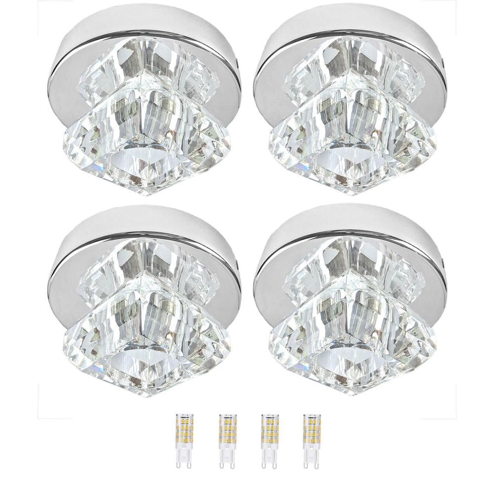 Kit 4 Spot Cristal Redondo Sobrepor Prateado Lavabo Bet47 +