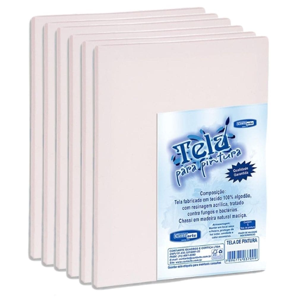 Kit Com 6Und Tela Pintura Cortiarte 40X60Cm 100% Algodão
