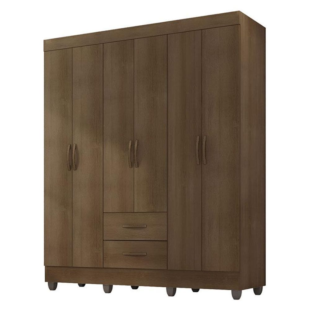 Guarda Roupa Casal Lite 6 Portas Carvalho Oak - Móveis Leão