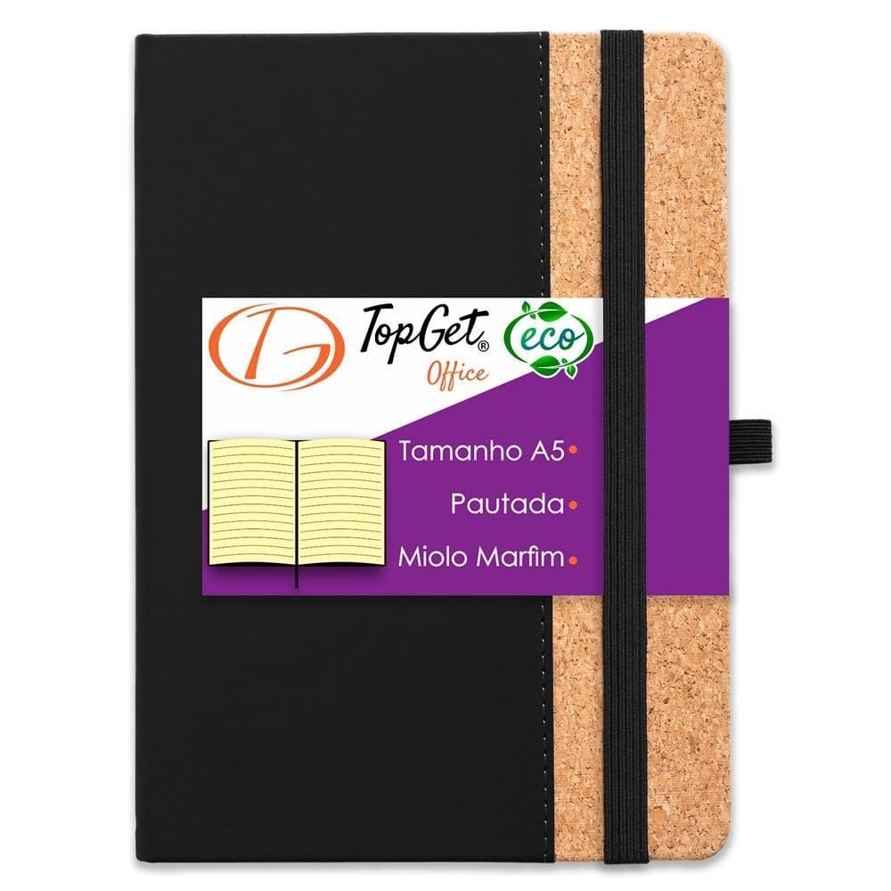 Caderneta Eco Line 14X21Cm 96 Fls Pautadas - Preto