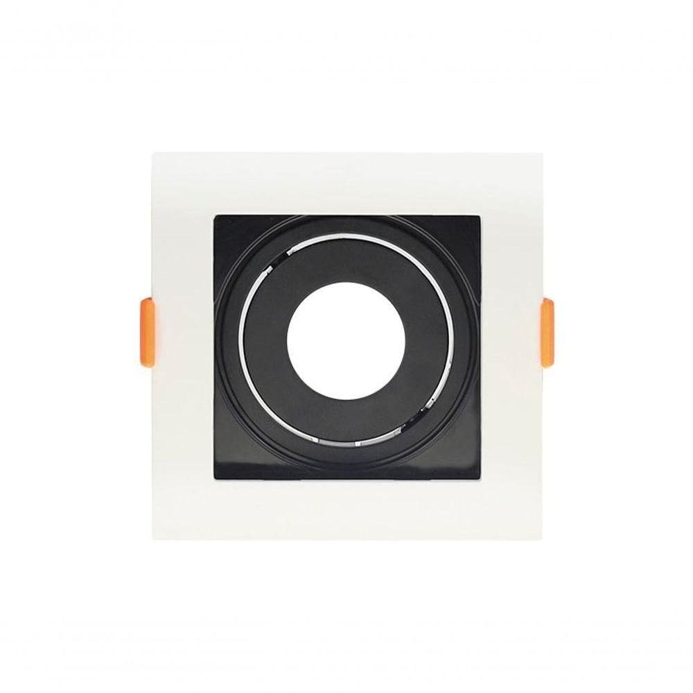 Spot Recuado De Embutir Quadrado Mr11 Branco Com Preto Taschibra