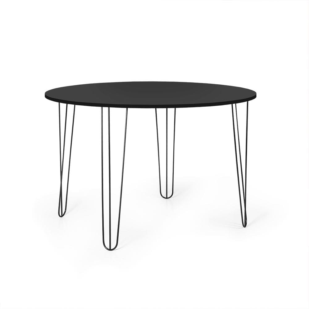 Mesa Jantar Redonda 120cm Base De Ferro Hairpin Preta