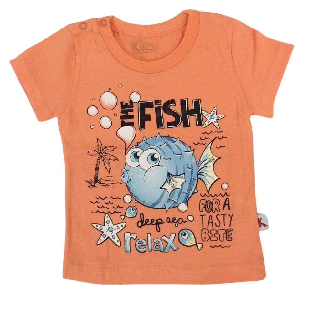 Camiseta manga curta infantil masc Kiko e kika peixinho
