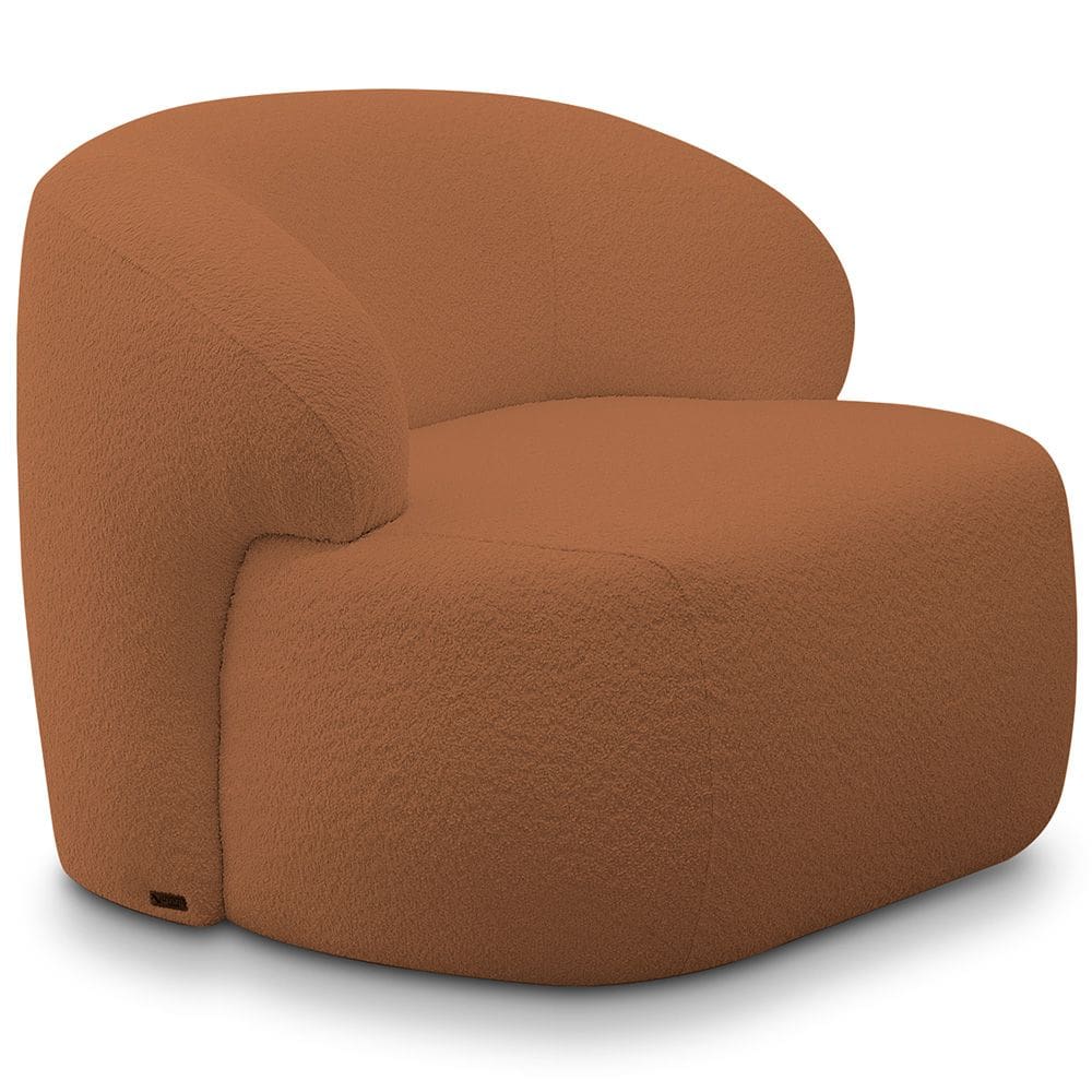Poltrona Decorativa Fixa Orgânica Para Sala Living Barolo L06 Bouclê Terracota - Lyam Decor