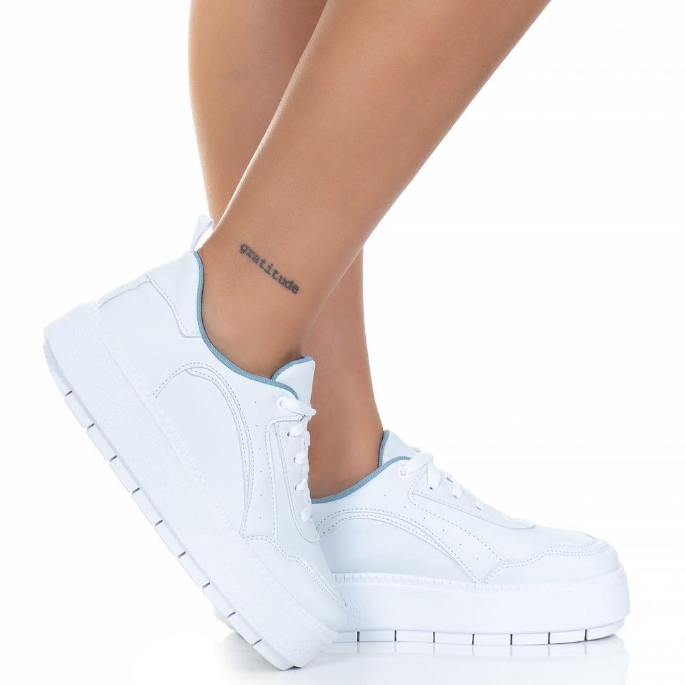 Tenis Feminino Mood Blogueira Salto Plataforma Mulher Branco