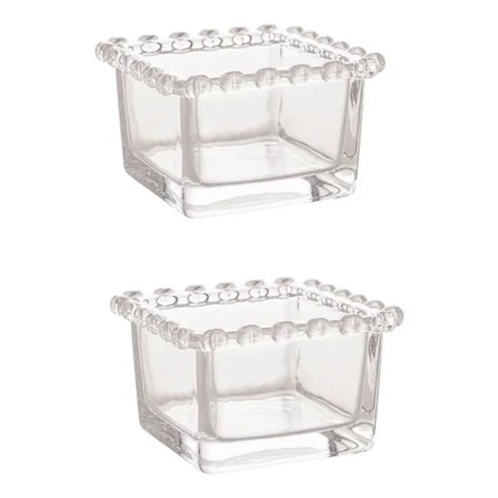 Kit 2 Bowls Corações Para Petiscos Sobremesa Cristal