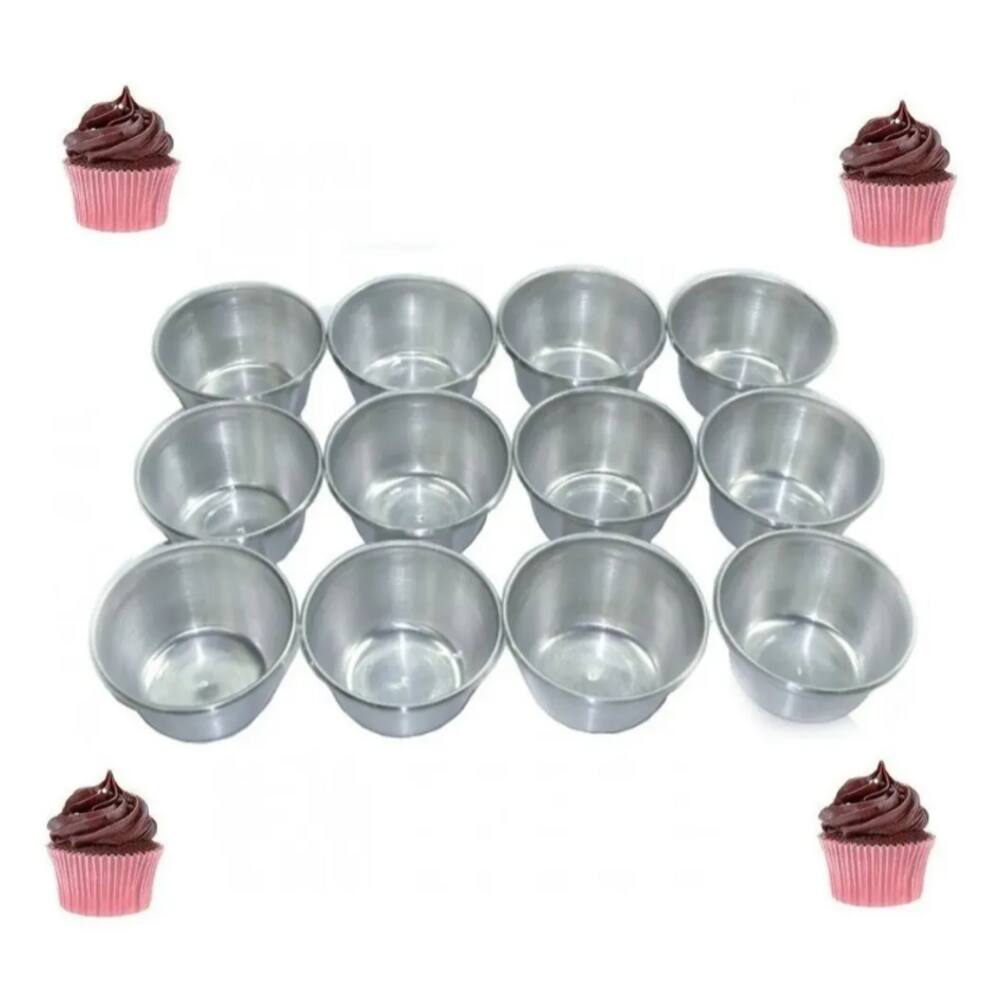Forminha Para Cupcake Padrão Com 12 Pçs Alumínio
