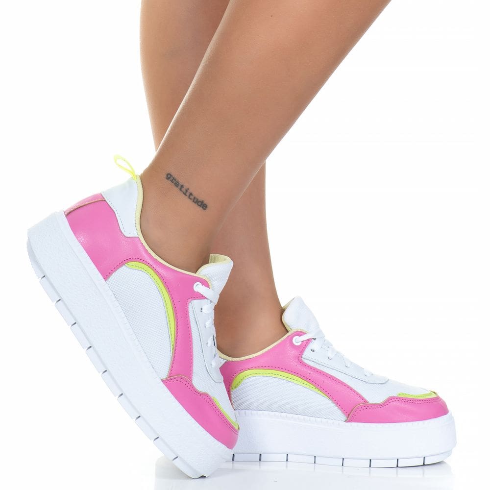 Tenis Feminino Mood Blogueira Salto Plataforma Mulher Rosa