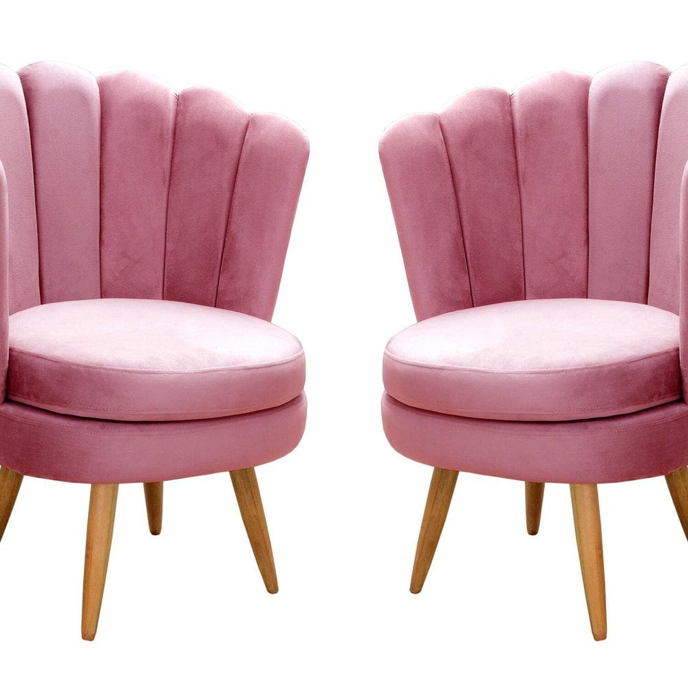 Conjunto 2 Poltronas Pétala Cadeiras Decorativas Flor Rosa