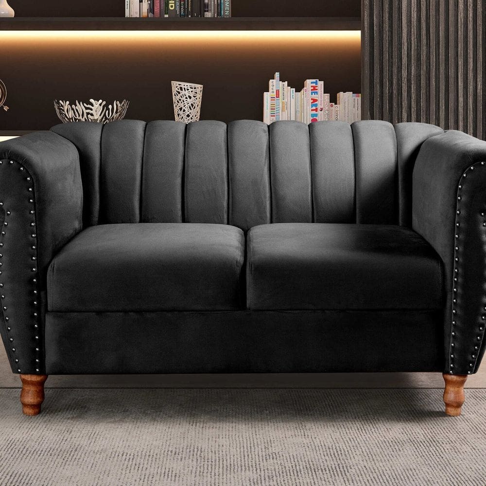 Namoradeira Realeza Sofá Chesterfield Decoração Sala Recepção Estilo Retrô Preto