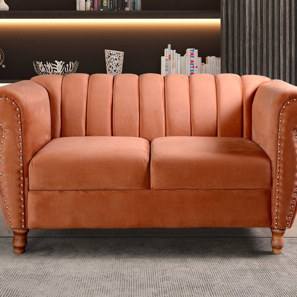 Namoradeira Realeza Sofá Chesterfield Decoração Sala Recepção Estilo Retrô Terracota