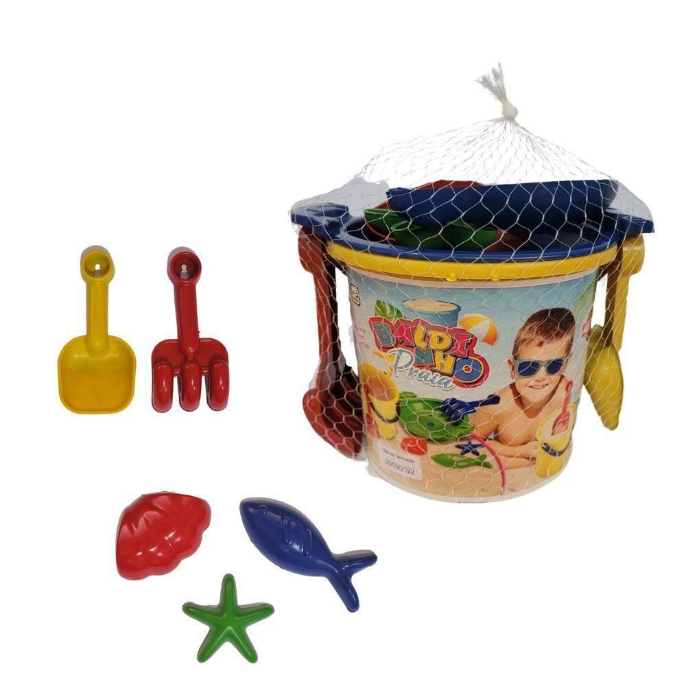 Baldinho De Praia Pequeno Menino Com 7 Peças - World Blocks