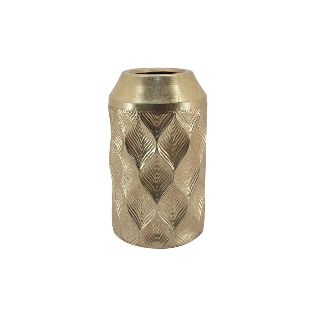 Vaso Decorativo de Chão Rústico Metal Dourado 43cm CR0171 BTC