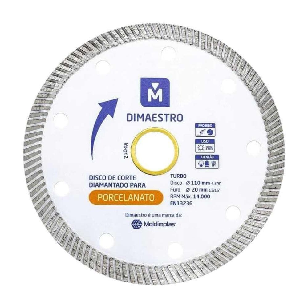 Disco Diamantado Turbo Porcelanato 110 X 20Mm - Dimaestro