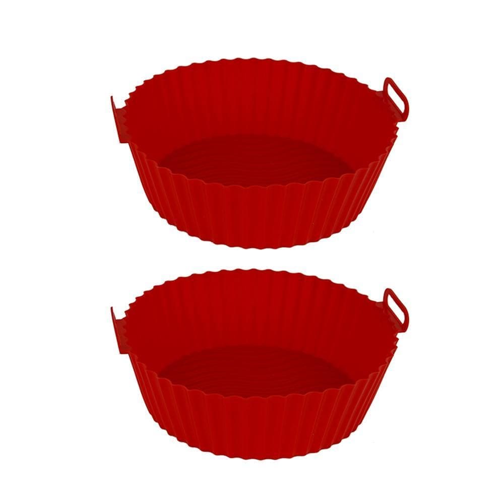 Kit 2 Formas Silicone Fritadeira Redonda Airfryer 20Cm