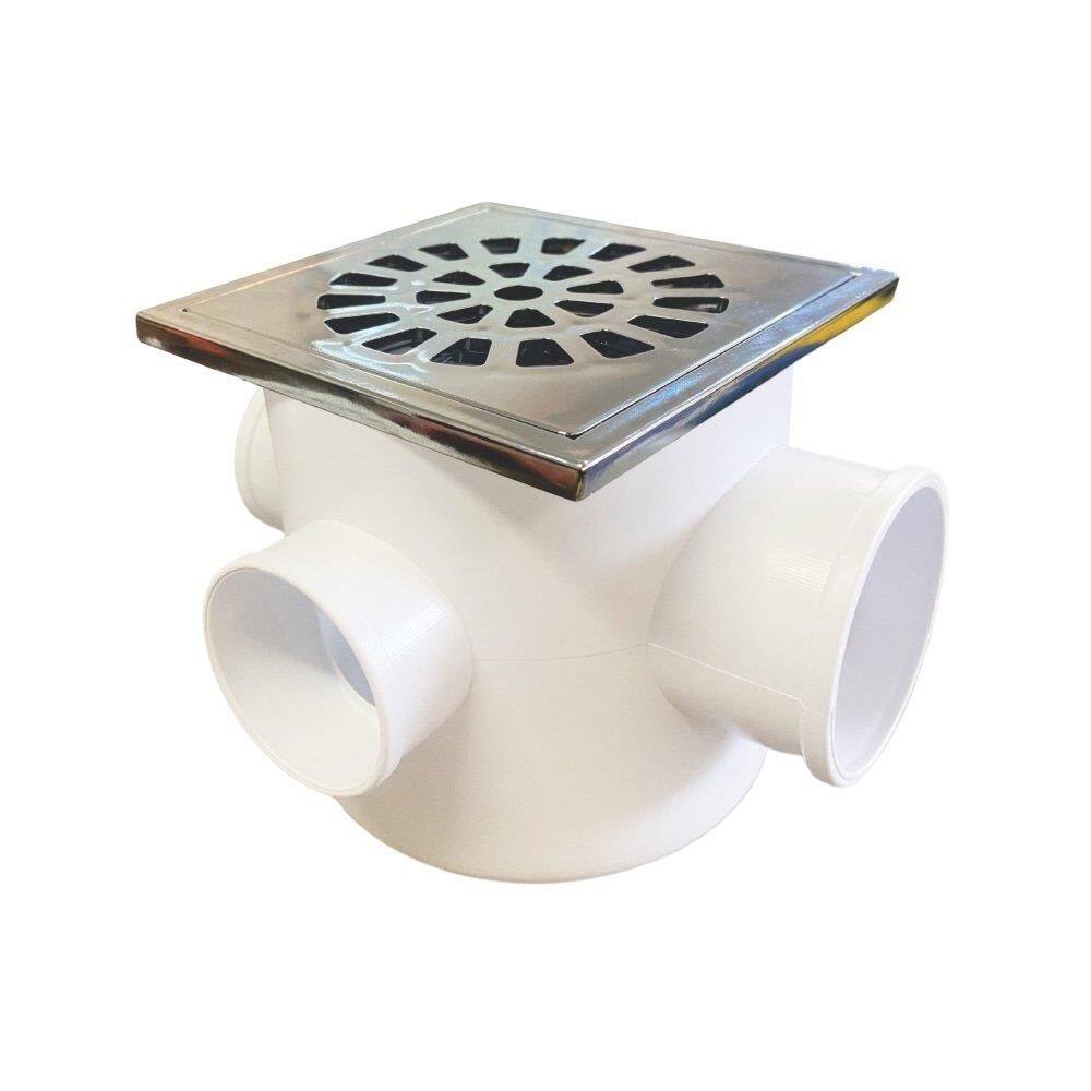 Caixa Sifonada Rebouças Grelha Quadrada 100x100x50mm Cromado