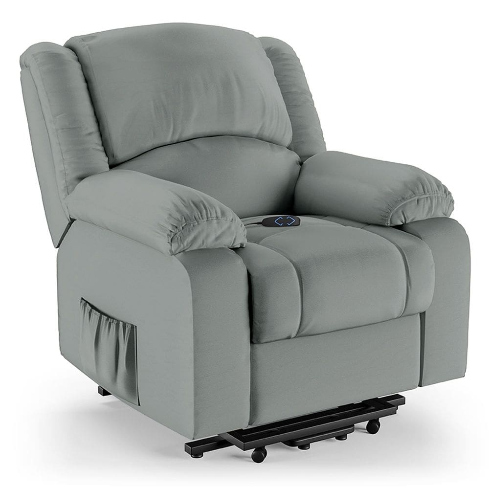 Poltrona do Papai Reclinável Melim Elevação Lift Elétrico PU Cinza FH1 - D`Rossi