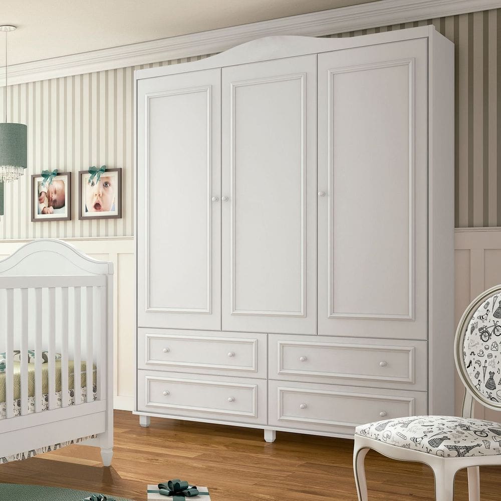 Guarda-Roupa Infantil Provençal 3 Portas Paris Branco