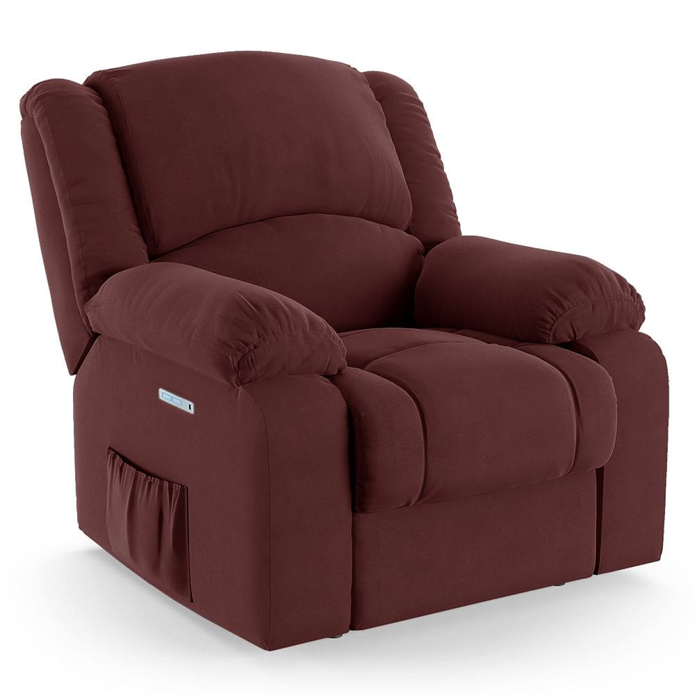 Poltrona do Papai Reclinável Melim Elétrica LED Veludo FH1 - D`Rossi