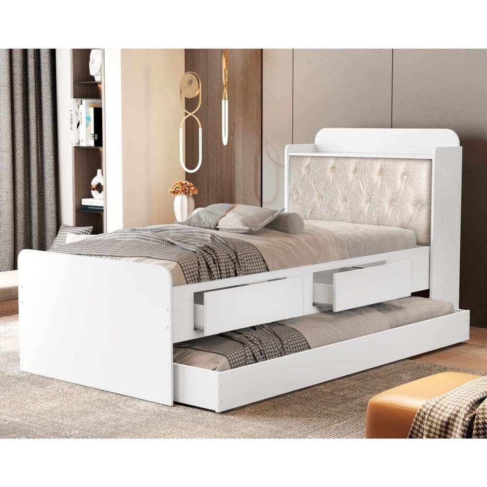Tamires Bibox com Botões encapados Branco/Bege