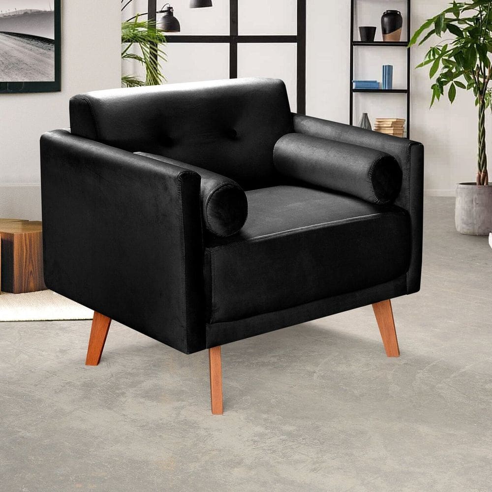 Poltrona Moderna Decoração Sala, Varanda, Recepção Luma Preto