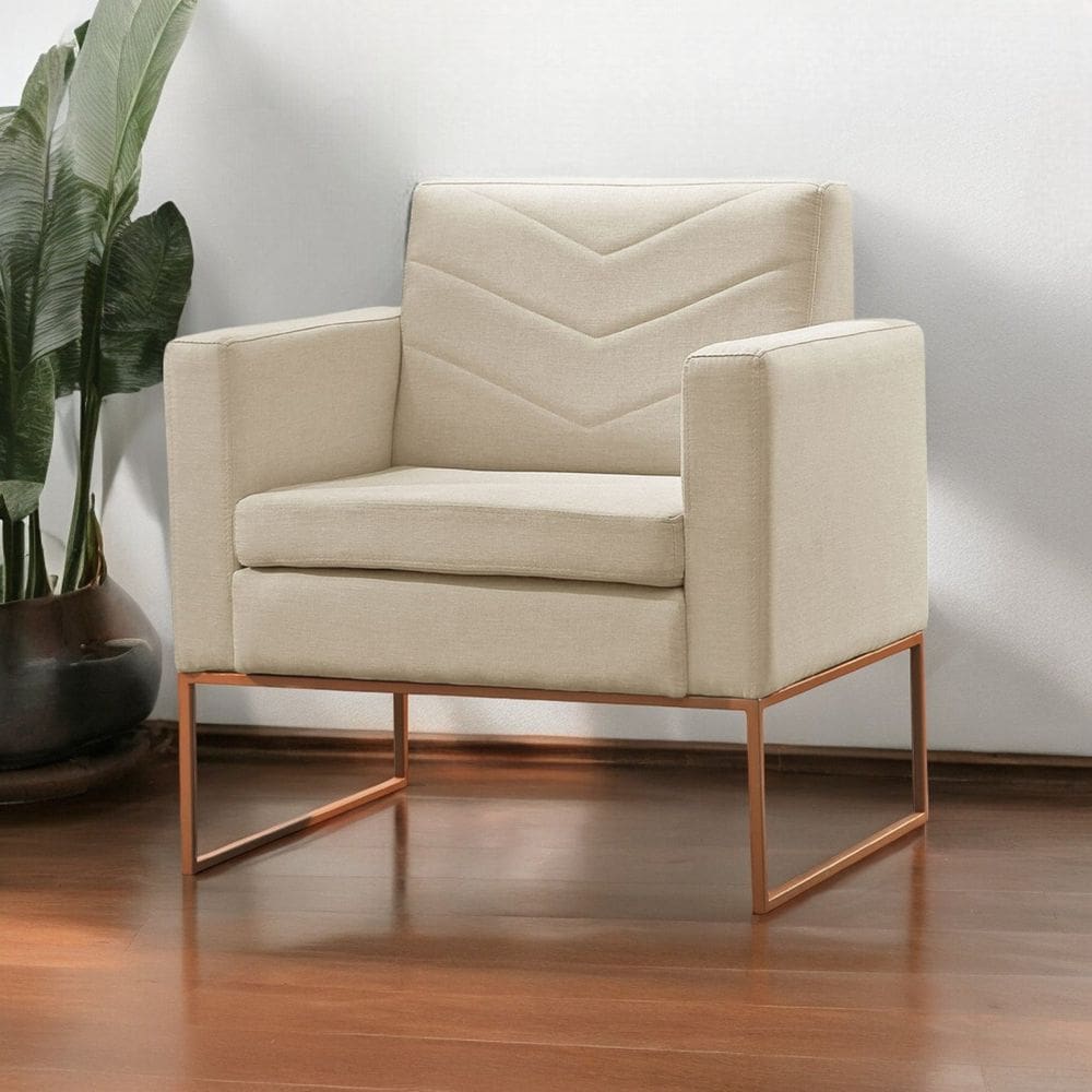 Poltrona para Sala de Estar Base Apolo Luxo Bege Claro