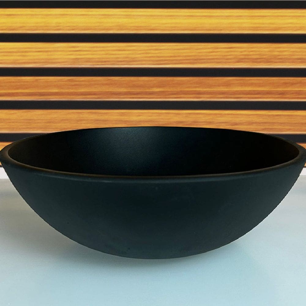 Cuba De Vidro Redonda 30cm Preto Fosco