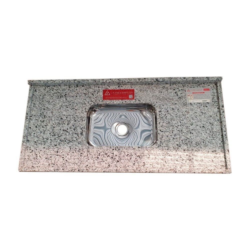 Pia de Cozinha Granito 200 cm Portinari Standard Cuba simples Branco Portinari