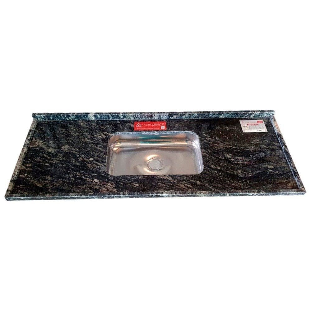 Pia de Cozinha Granito 140 cm Indiano Standard Cuba simples Preto Indiano