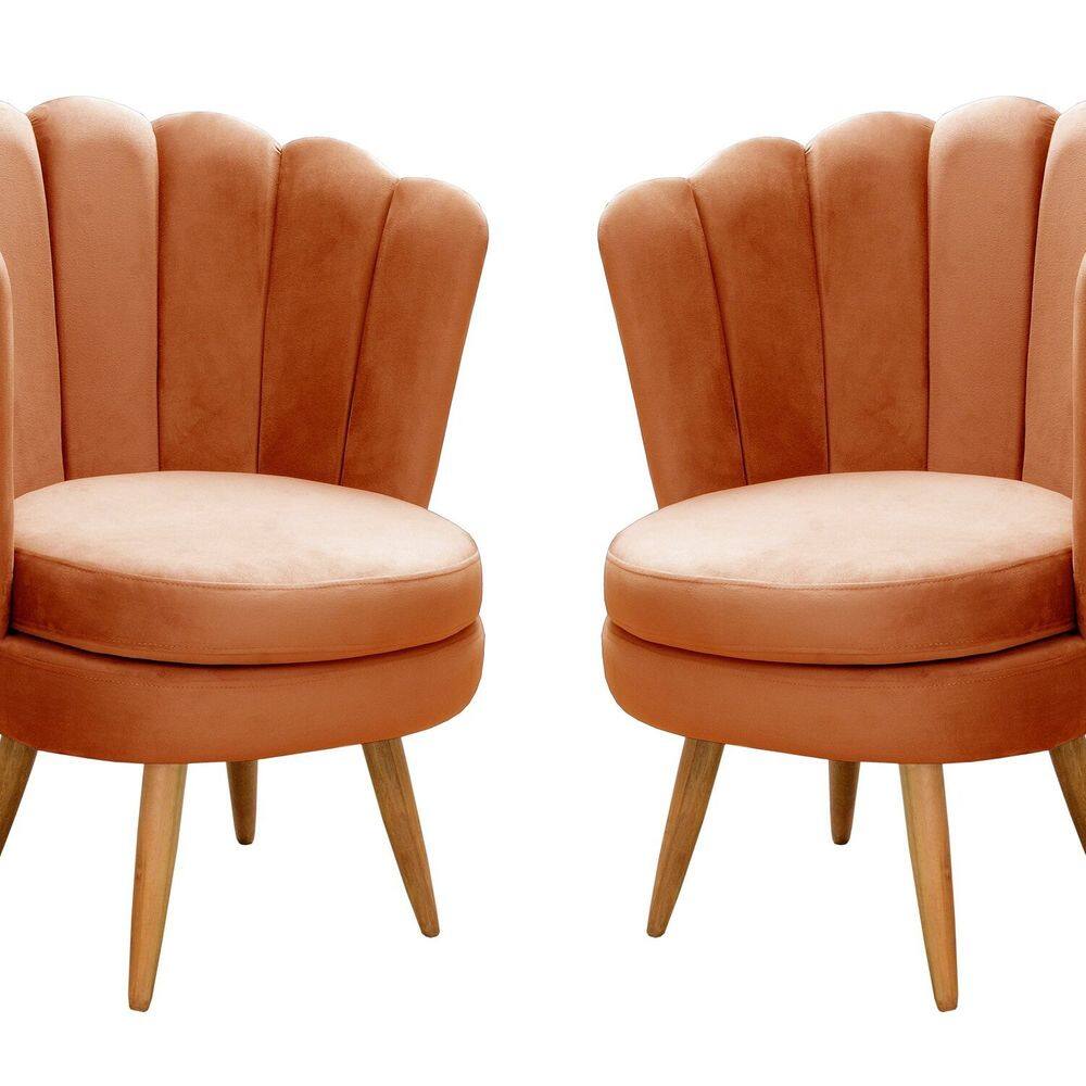 Conjunto 2 Poltronas Pétala Cadeiras Decorativas Flor Terracota