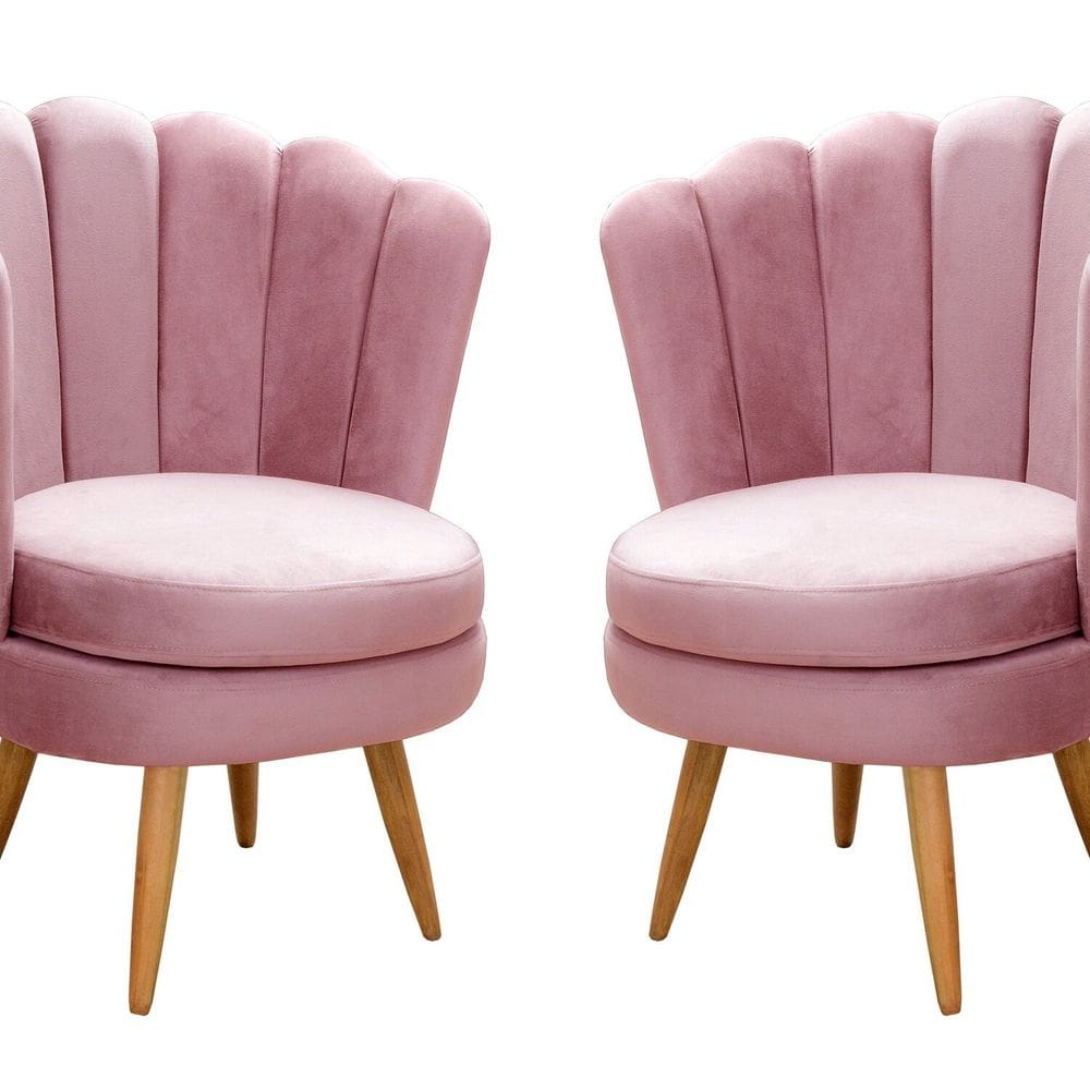 Conjunto 2 Poltronas Pétala Cadeiras Decorativas Flor Rose