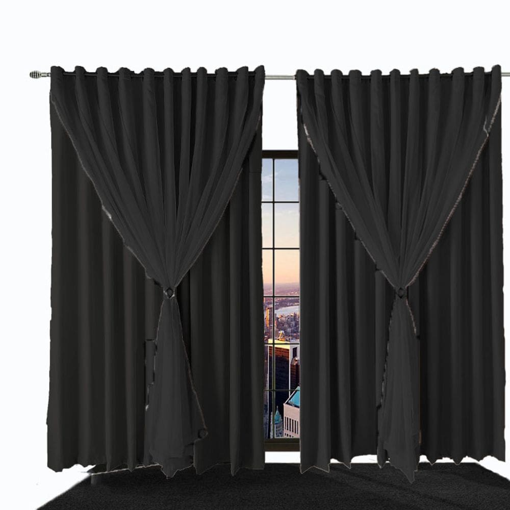 cortina para quarto e sala blecaute Ana 2,00 x 1,90 preto