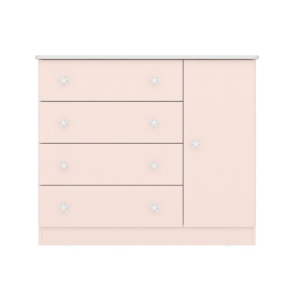 Cômoda Infantil 1 Porta e 4 Gavetas Doce Sonho - Qmovi