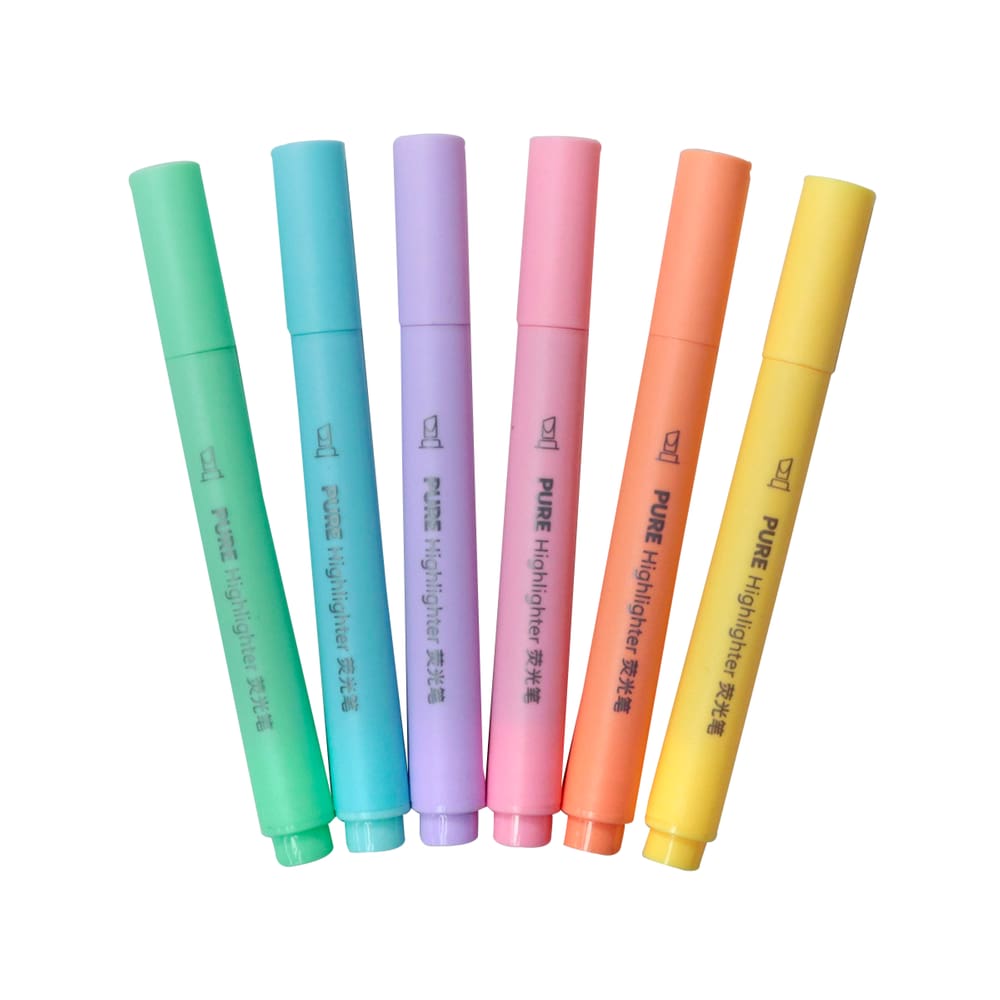 Caneta Marca Texto 6 Cores Com Ponta Chanfrada