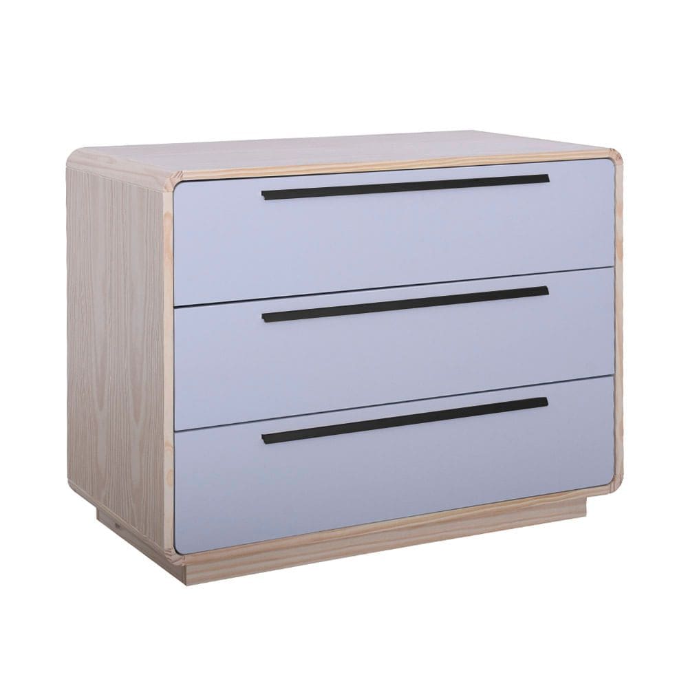 Cômoda Wave 3 Gavetas com Puxadores Preto - Natural e Cinza