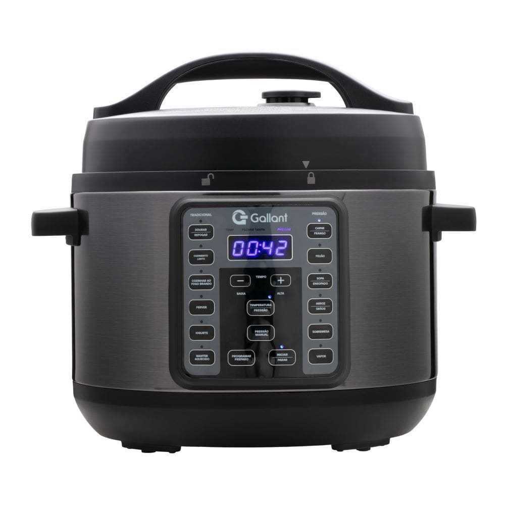 Panela de Pressão Elétrica Digital Gallant GPP04 Clique E Pronto Titanium Inox 4L 1000w 220v