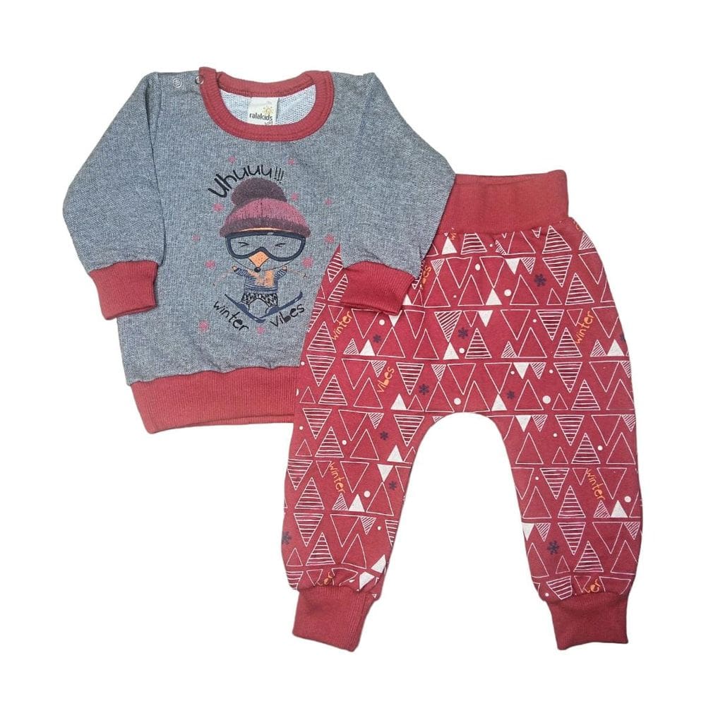 Conjunto Moletinho Bebê Menino Vinho Saruel - Ralakids