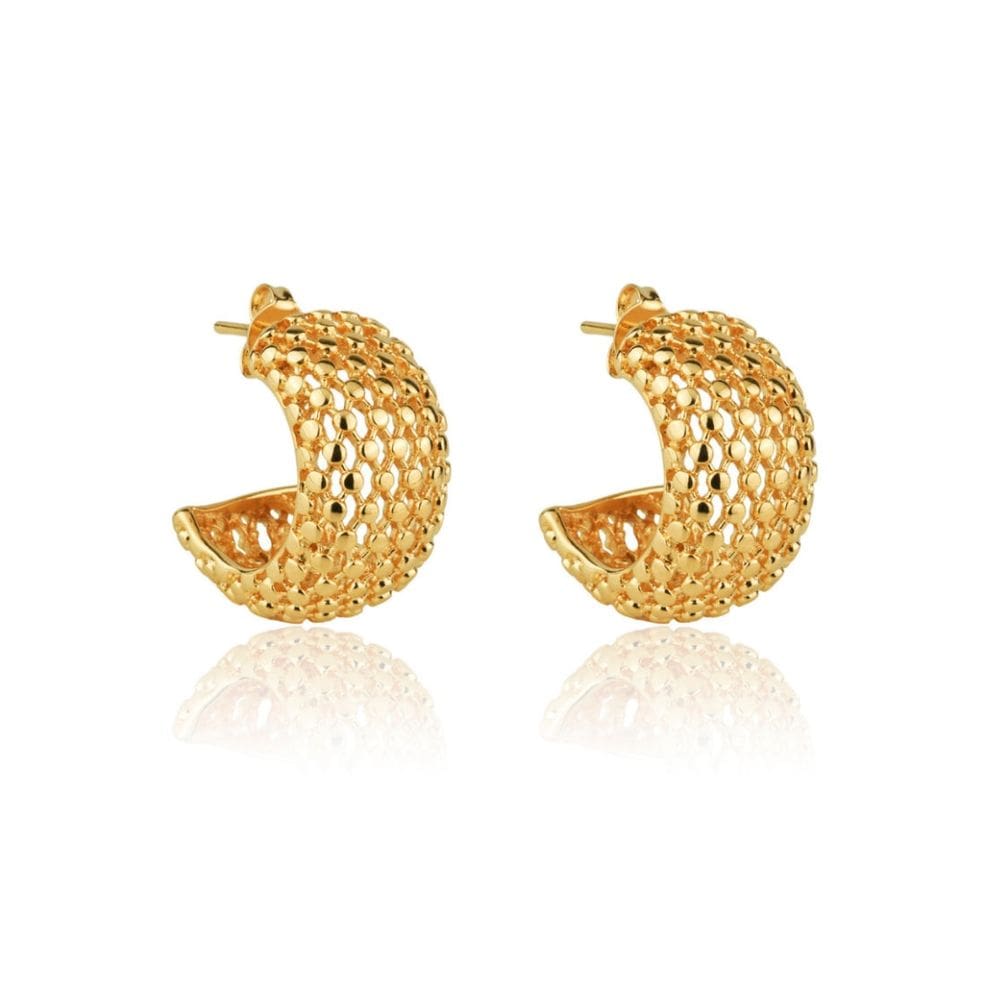 Brinco Meia Argola Aro Largo Folheado a Ouro 18K