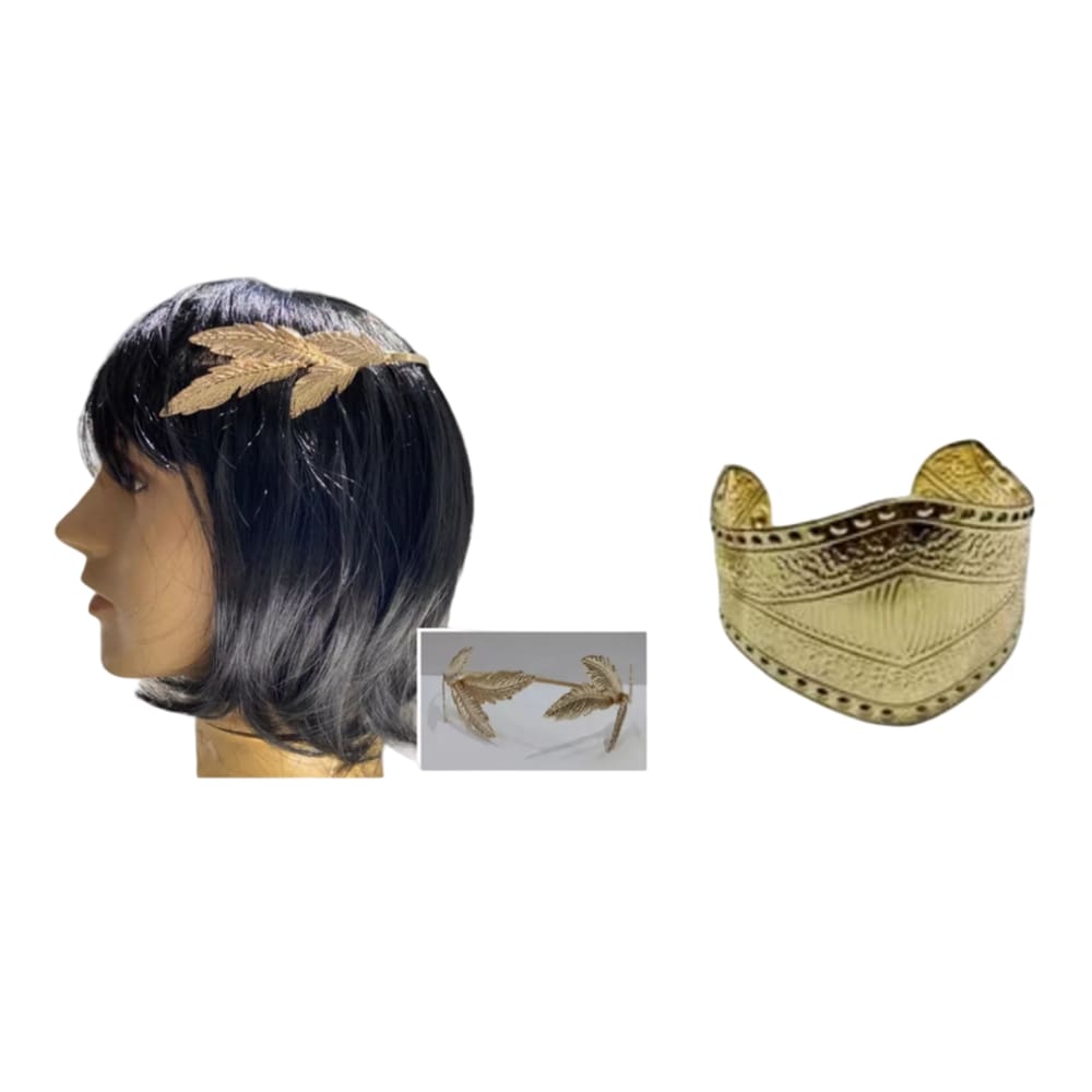 Kit Coroa Deusa Grega Folhas De Louro C/ 1 Bracelete