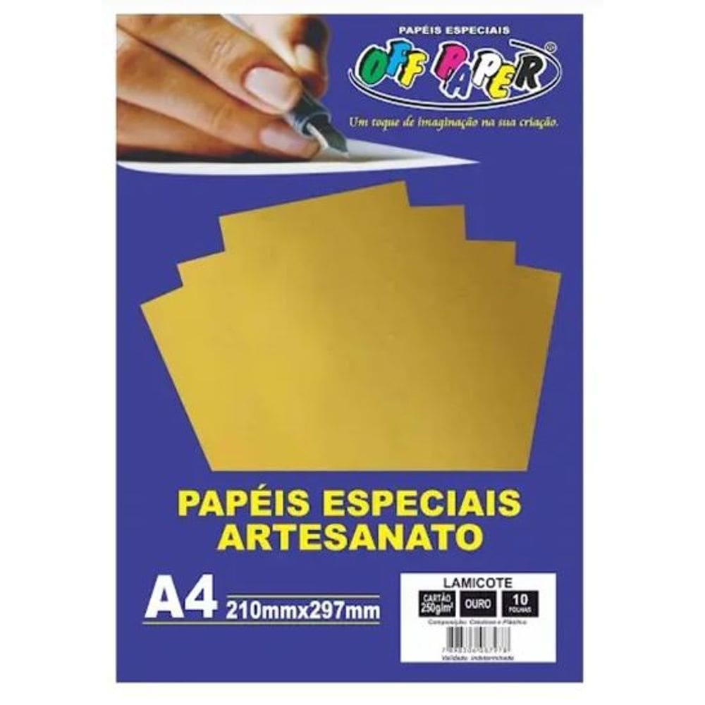 Papel Lamicote 250g 10 Folhas Off Paper - Ouro